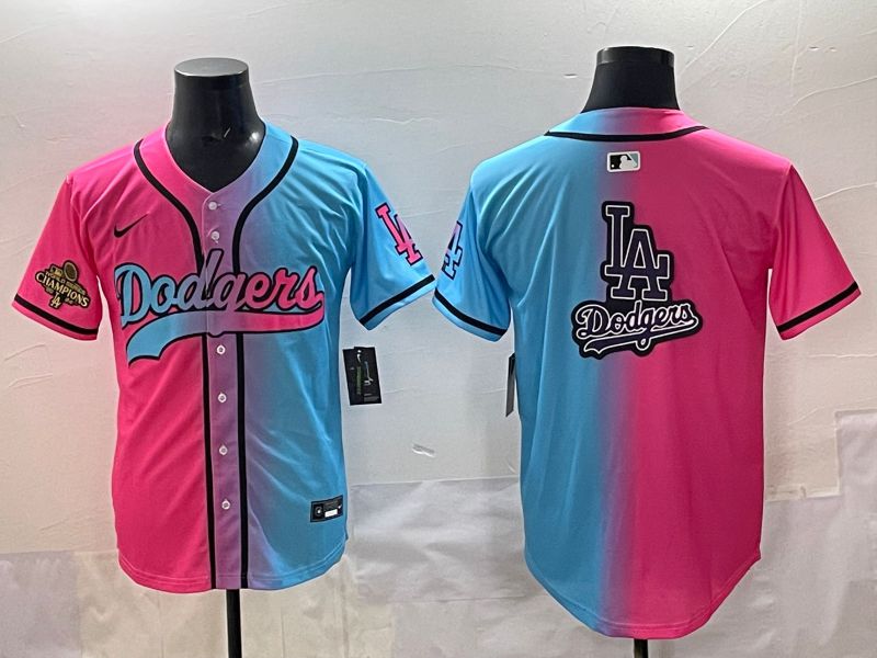 Men 2025 Los Angeles Dodgers Blank Blue pink Game Nike MLB Jersey style 0014->los angeles dodgers->MLB Jersey